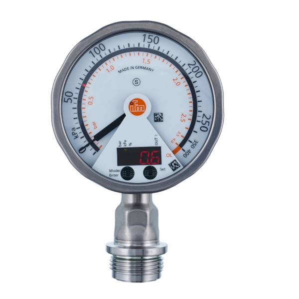 德國IFM易福門帶模擬顯示屏的齊平式壓力傳感器PG2436 PG-2,5-REB12-MFRKG/US/ /P