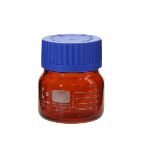 日本SIBATA柴田科學(xué)耐熱螺口瓶廣口棕色帶藍(lán)色瓶蓋 017250-1500 安