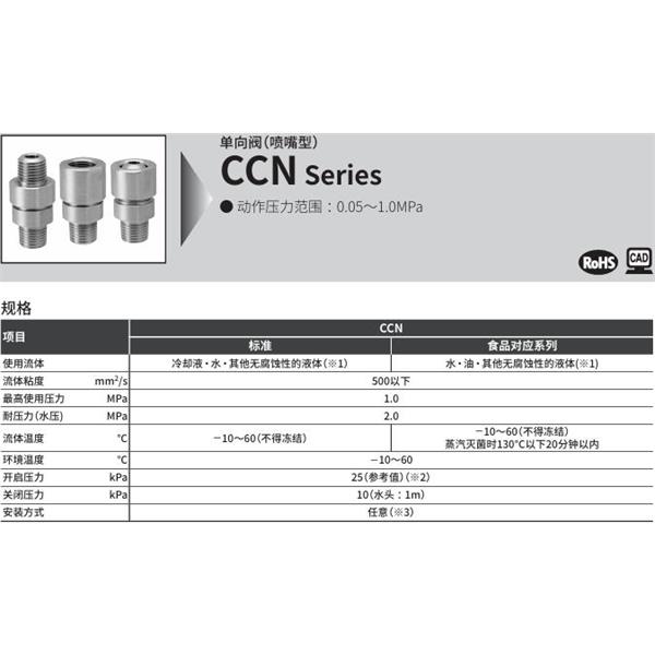 CKD喜開理單向閥（噴嘴型）CCN-08G-C-FP2