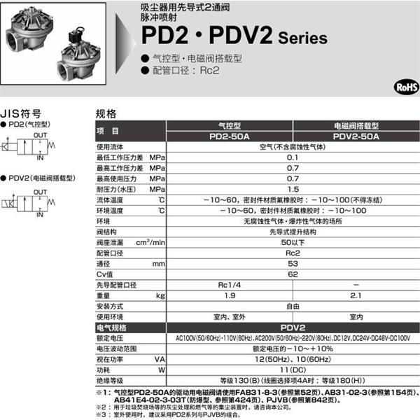CKD喜開理脈沖噴射閥PDV2-50A-3N-AC100V